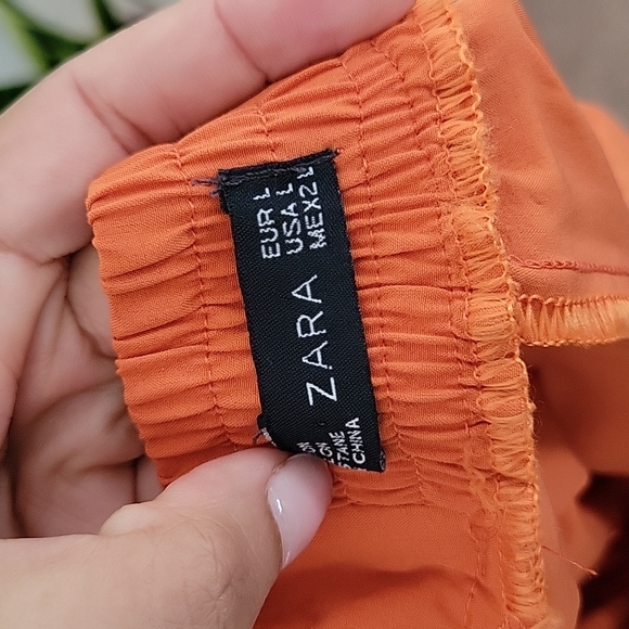 Pleated Orange High Waisted Romper Shorts Size L - Picture 6 of 7